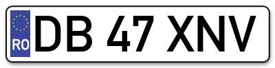Placuta inmatriculare numar auto  DB-47-XNV, DB 47 XNV, DB47XNV