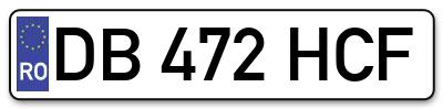 Placuta inmatriculare numar auto  DB-472-HCF, DB 472 HCF, DB472HCF