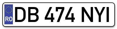 Placuta inmatriculare numar auto  DB-474-NYI, DB 474 NYI, DB474NYI