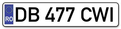 Placuta inmatriculare numar auto  DB-477-CWI, DB 477 CWI, DB477CWI