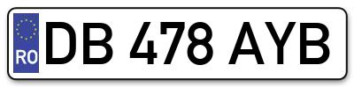 Placuta inmatriculare numar auto  DB-478-AYB, DB 478 AYB, DB478AYB