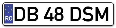 Placuta inmatriculare numar auto  DB-48-DSM, DB 48 DSM, DB48DSM