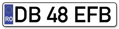 Placuta inmatriculare numar auto  DB-48-EFB, DB 48 EFB, DB48EFB