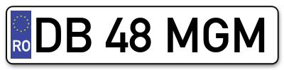 Placuta inmatriculare numar auto  DB-48-MGM, DB 48 MGM, DB48MGM