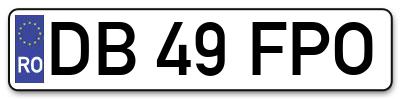 Placuta inmatriculare numar auto  DB-49-FPO, DB 49 FPO, DB49FPO