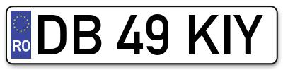 Placuta inmatriculare numar auto  DB-49-KIY, DB 49 KIY, DB49KIY