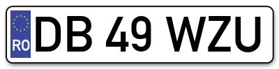 Placuta inmatriculare numar auto  DB-49-WZU, DB 49 WZU, DB49WZU