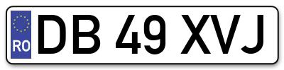 Placuta inmatriculare numar auto  DB-49-XVJ, DB 49 XVJ, DB49XVJ