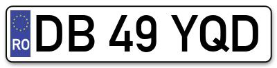 Placuta inmatriculare numar auto  DB-49-YQD, DB 49 YQD, DB49YQD