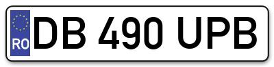 Placuta inmatriculare numar auto  DB-490-UPB, DB 490 UPB, DB490UPB