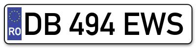 Placuta inmatriculare numar auto  DB-494-EWS, DB 494 EWS, DB494EWS