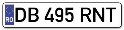 Placuta inmatriculare numar auto  DB-495-RNT, DB 495 RNT, DB495RNT