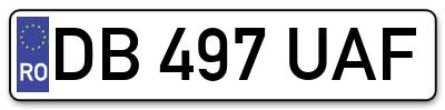 Placuta inmatriculare numar auto  DB-497-UAF, DB 497 UAF, DB497UAF