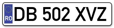 Placuta inmatriculare numar auto  DB-502-XVZ, DB 502 XVZ, DB502XVZ