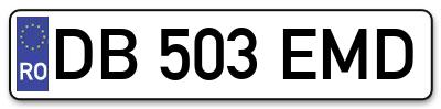 Placuta inmatriculare numar auto  DB-503-EMD, DB 503 EMD, DB503EMD