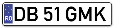 Placuta inmatriculare numar auto  DB-51-GMK, DB 51 GMK, DB51GMK