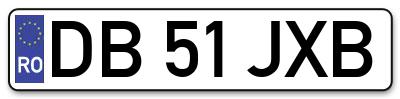 Placuta inmatriculare numar auto  DB-51-JXB, DB 51 JXB, DB51JXB