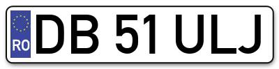 Placuta inmatriculare numar auto  DB-51-ULJ, DB 51 ULJ, DB51ULJ