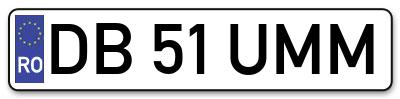 Placuta inmatriculare numar auto  DB-51-UMM, DB 51 UMM, DB51UMM