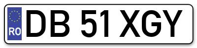 Placuta inmatriculare numar auto  DB-51-XGY, DB 51 XGY, DB51XGY