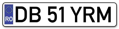 Placuta inmatriculare numar auto  DB-51-YRM, DB 51 YRM, DB51YRM
