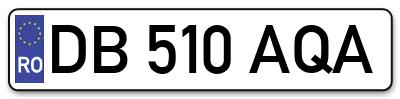 Placuta inmatriculare numar auto  DB-510-AQA, DB 510 AQA, DB510AQA