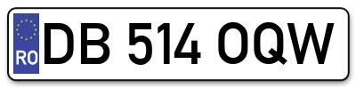 Placuta inmatriculare numar auto  DB-514-OQW, DB 514 OQW, DB514OQW