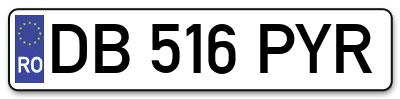Placuta inmatriculare numar auto  DB-516-PYR, DB 516 PYR, DB516PYR