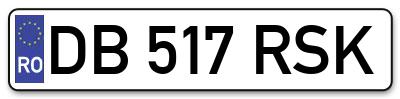Placuta inmatriculare numar auto  DB-517-RSK, DB 517 RSK, DB517RSK