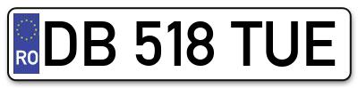 Placuta inmatriculare numar auto  DB-518-TUE, DB 518 TUE, DB518TUE