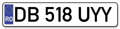 Placuta inmatriculare numar auto  DB-518-UYY, DB 518 UYY, DB518UYY