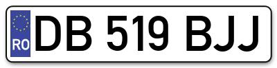Placuta inmatriculare numar auto  DB-519-BJJ, DB 519 BJJ, DB519BJJ