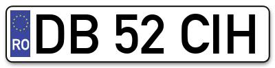Placuta inmatriculare numar auto  DB-52-CIH, DB 52 CIH, DB52CIH