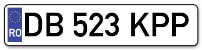 Placuta inmatriculare numar auto  DB-523-KPP, DB 523 KPP, DB523KPP