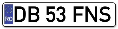 Placuta inmatriculare numar auto  DB-53-FNS, DB 53 FNS, DB53FNS