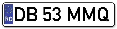 Placuta inmatriculare numar auto  DB-53-MMQ, DB 53 MMQ, DB53MMQ