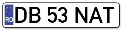 Placuta inmatriculare numar auto  DB-53-NAT, DB 53 NAT, DB53NAT