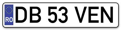 Placuta inmatriculare numar auto  DB-53-VEN, DB 53 VEN, DB53VEN
