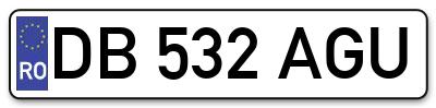 Placuta inmatriculare numar auto  DB-532-AGU, DB 532 AGU, DB532AGU
