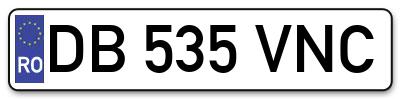 Placuta inmatriculare numar auto  DB-535-VNC, DB 535 VNC, DB535VNC