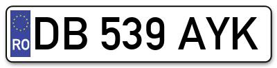 Placuta inmatriculare numar auto  DB-539-AYK, DB 539 AYK, DB539AYK