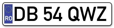 Placuta inmatriculare numar auto  DB-54-QWZ, DB 54 QWZ, DB54QWZ