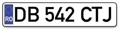 Placuta inmatriculare numar auto  DB-542-CTJ, DB 542 CTJ, DB542CTJ