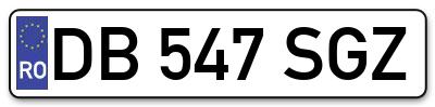 Placuta inmatriculare numar auto  DB-547-SGZ, DB 547 SGZ, DB547SGZ