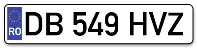 Placuta inmatriculare numar auto  DB-549-HVZ, DB 549 HVZ, DB549HVZ