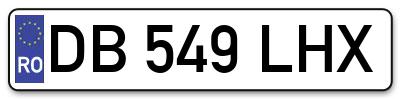 Placuta inmatriculare numar auto  DB-549-LHX, DB 549 LHX, DB549LHX