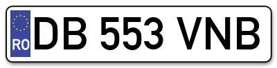 Placuta inmatriculare numar auto  DB-553-VNB, DB 553 VNB, DB553VNB