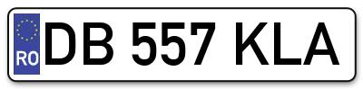 Placuta inmatriculare numar auto  DB-557-KLA, DB 557 KLA, DB557KLA