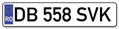 Placuta inmatriculare numar auto  DB-558-SVK, DB 558 SVK, DB558SVK