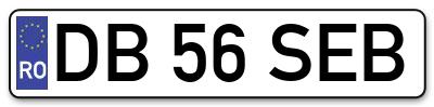 Placuta inmatriculare numar auto  DB-56-SEB, DB 56 SEB, DB56SEB